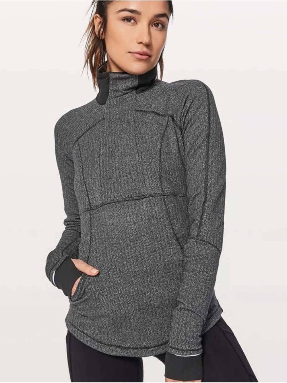 lululemon athletica Heathered Charcoal Quarter-Zip Turtleneck Pullover